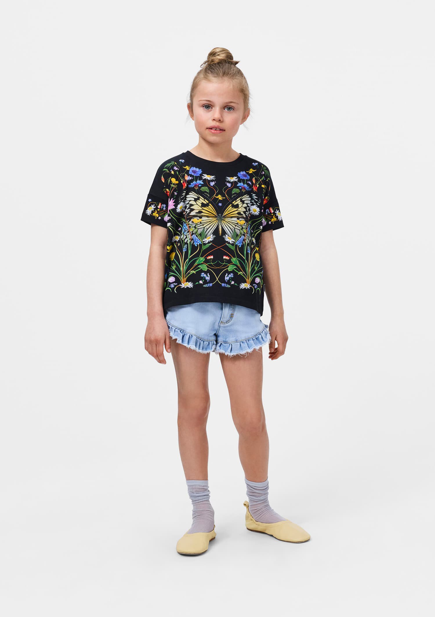 Raeesa - Nouveau Butterfly - Black T-shirt for children made of organic ...