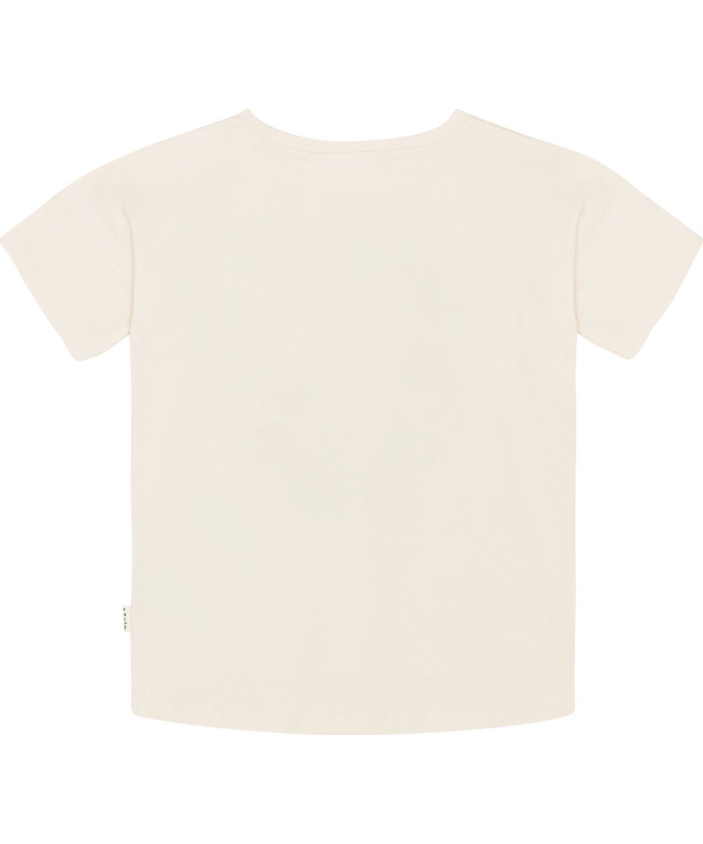 Raeesa - Stick With Love - White t-shirt in organic cotton with a multi-coloured front print with yin/yang stickers 