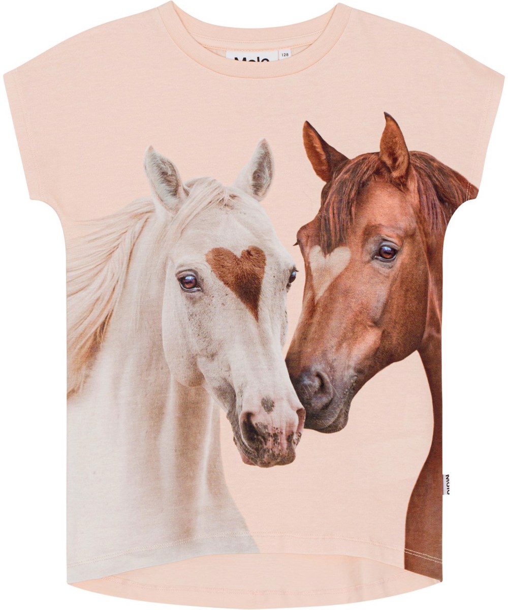 Ragnhilde - Yin Yang Horses - White, organic cotton t-shirt with horse print 