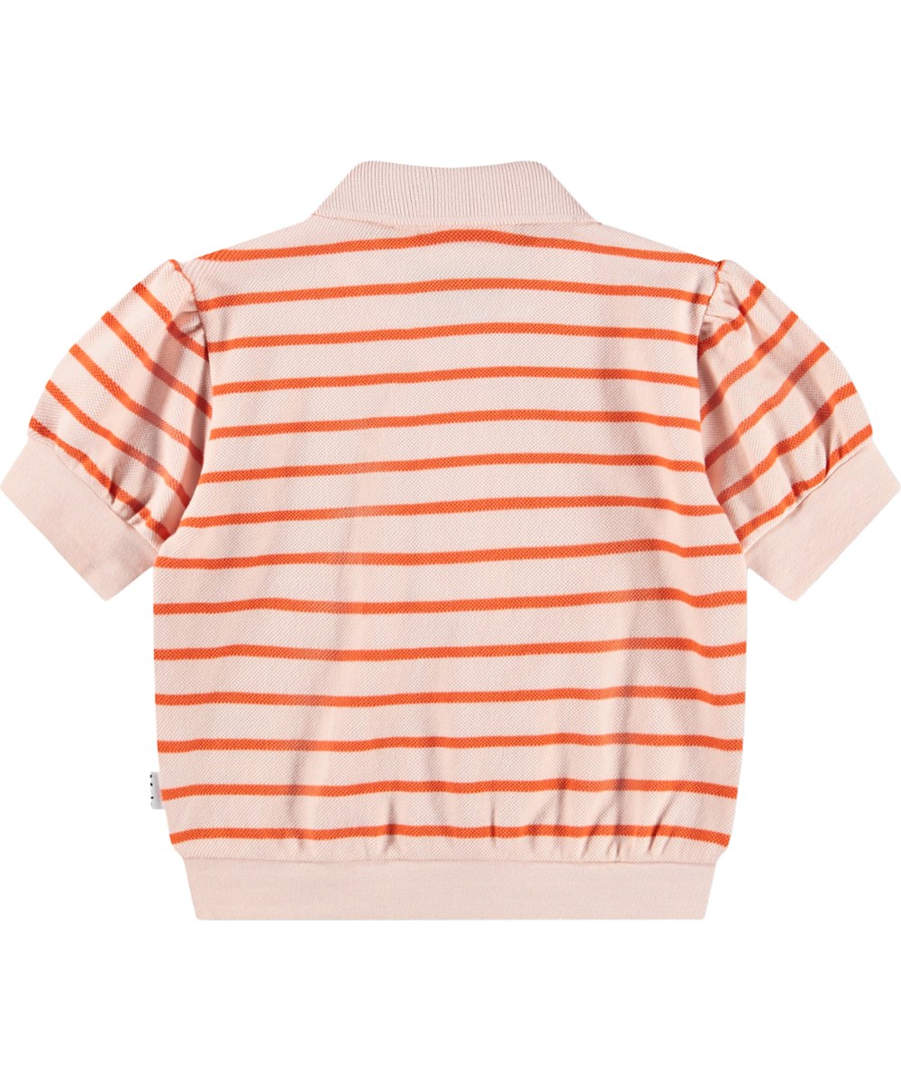 Raki - Love Stripe - Pink and orange striped polo shirt for children made of organic cotton 
