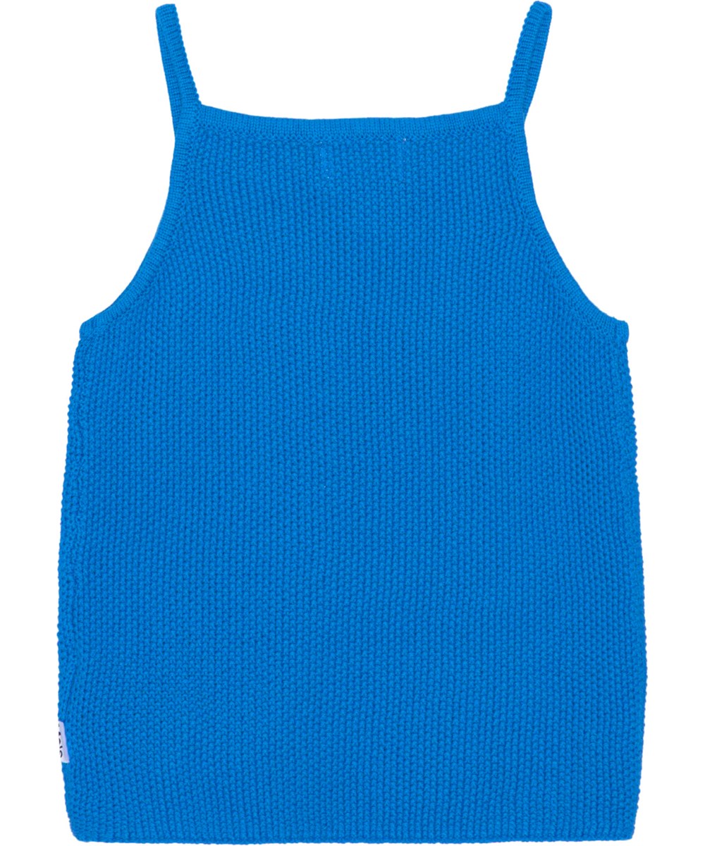 Ranita - Retro Blue - Blue crochet strap top in cotton 