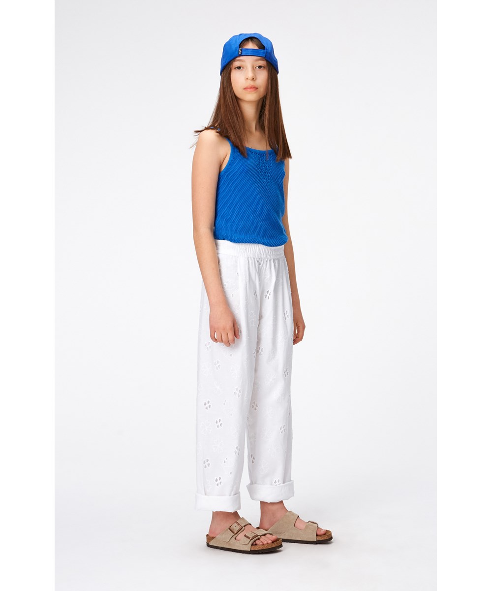 Ranita - Retro Blue - Blue crochet strap top in cotton 