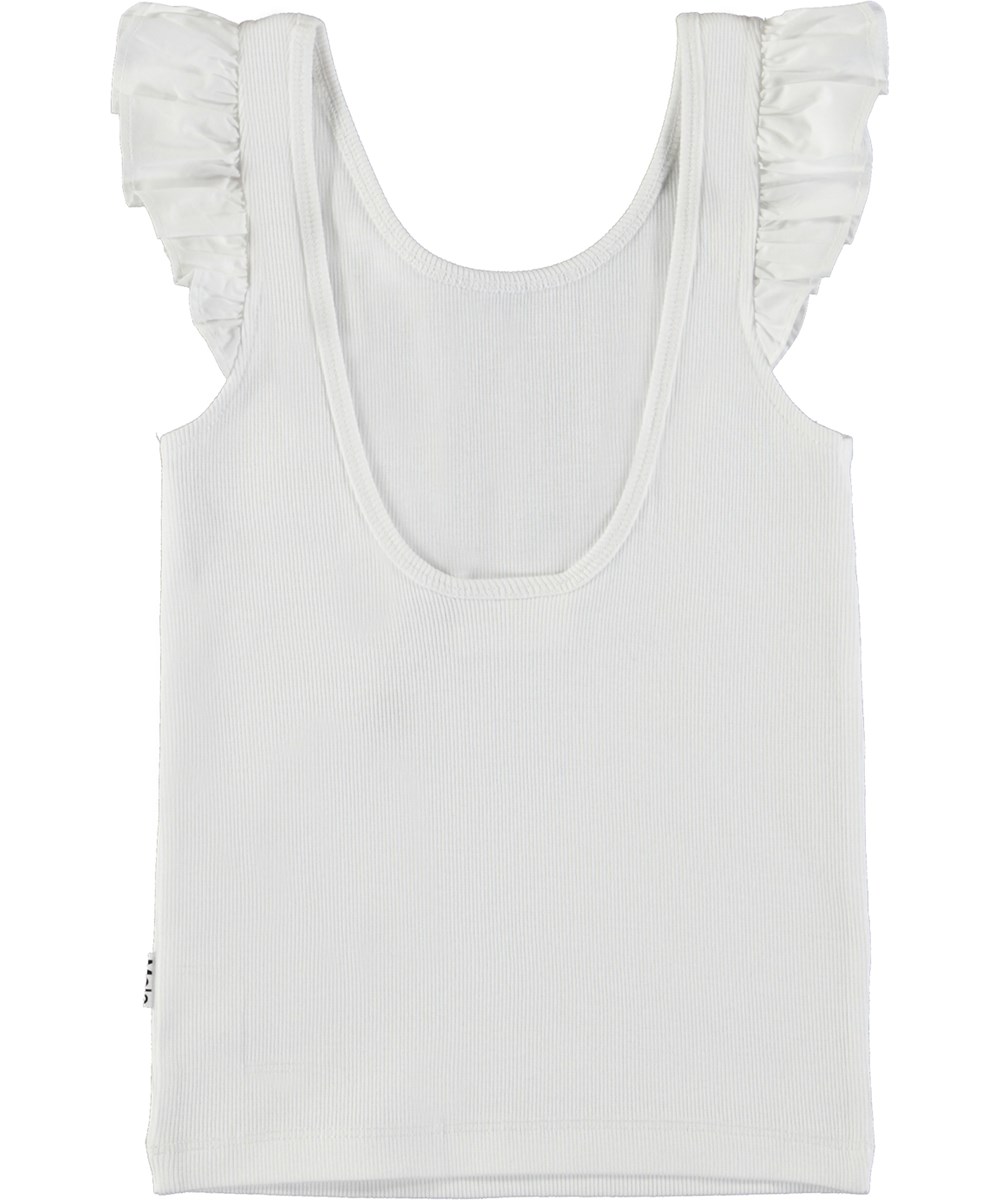 Ranja - White - White vest with small ruffle edges 
