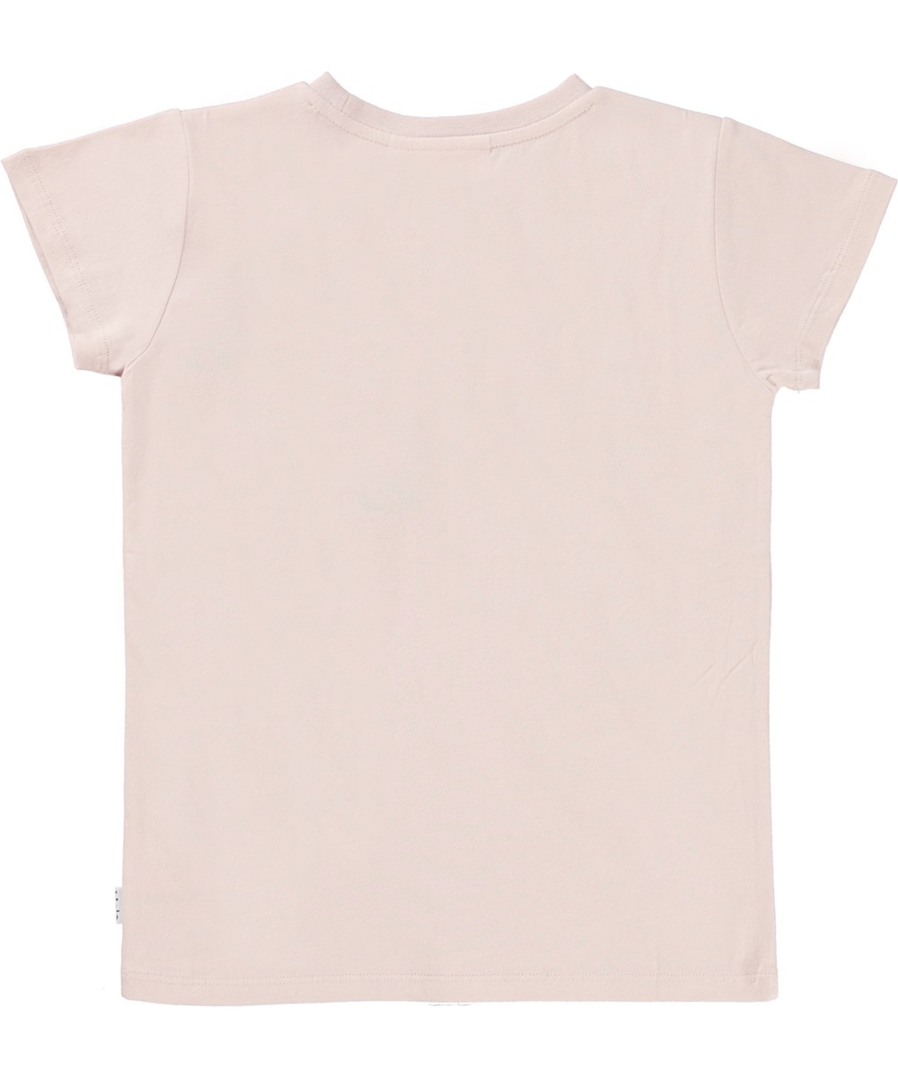Ranva - Sequin Roses - Pink slim fit t-shirt with sequined flower embroidery