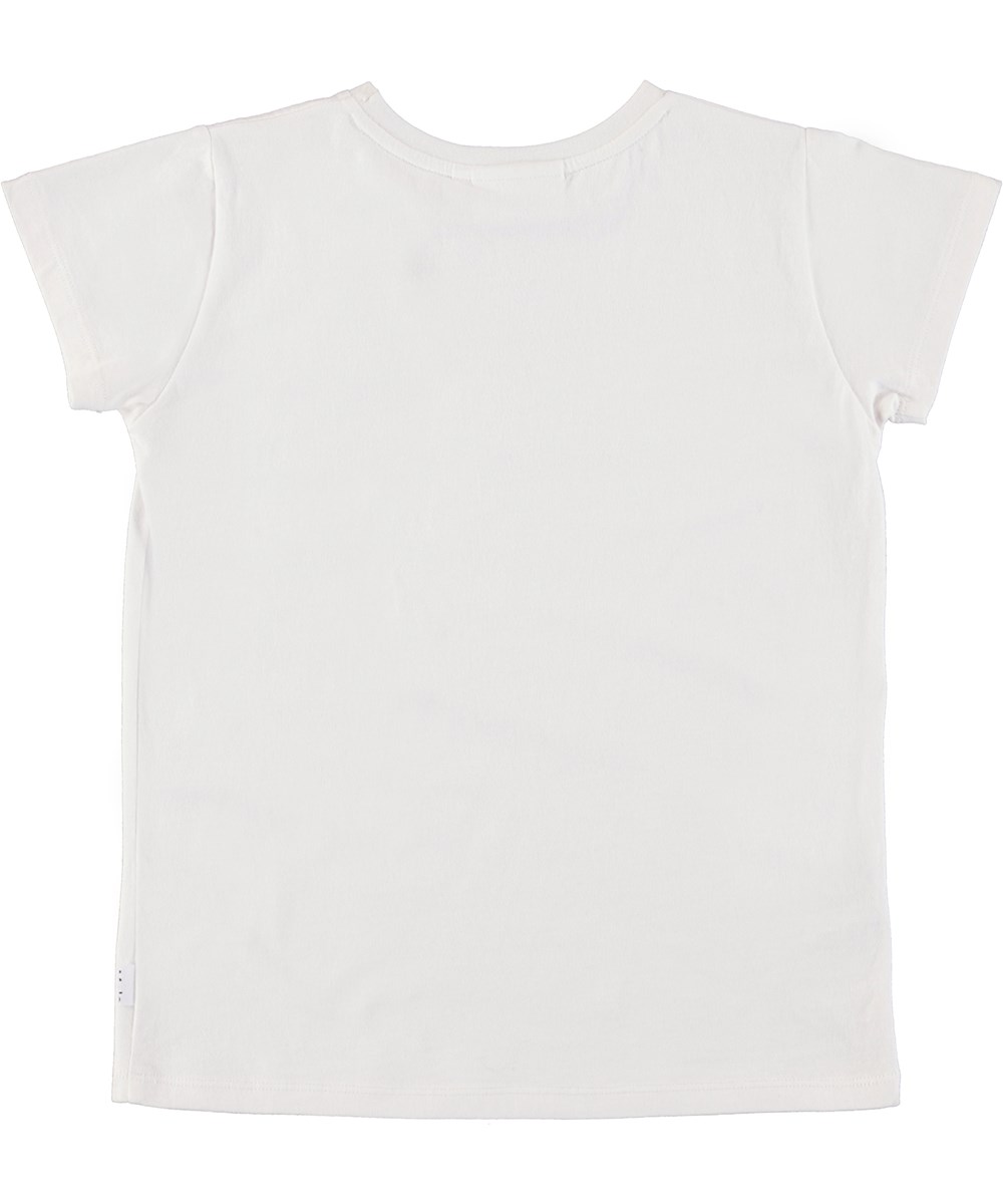 Ranva - Sequince Smile - White t-shirt with yellow sequined smileys