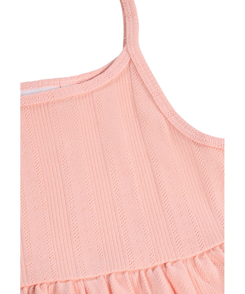 Rany - Peach Bud - Coral-coloured, sleeveless top for children made of organic cotton with narrow straps 