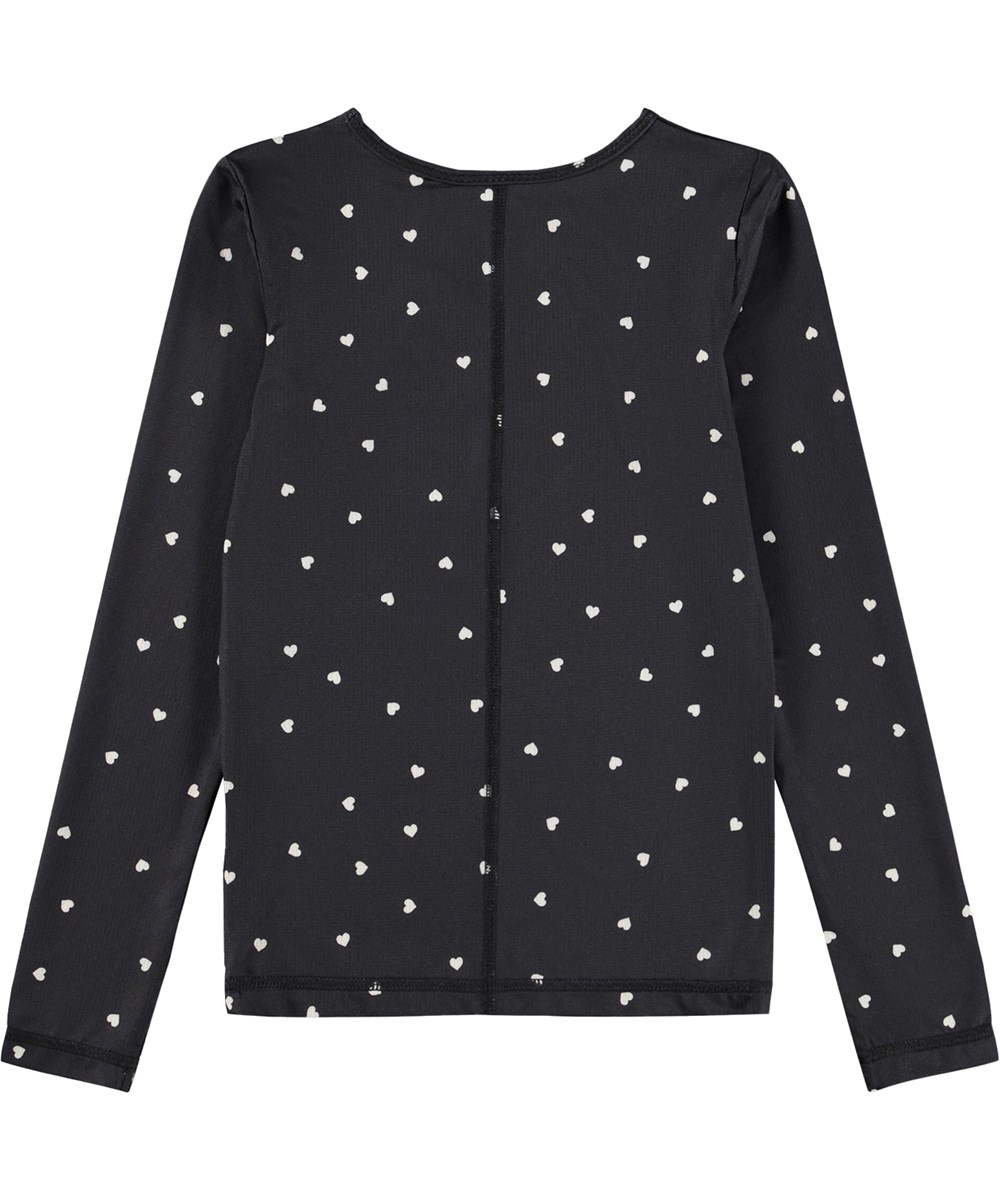 Rasha - Confetti_Black - Long-sleeved top for children with heart print 