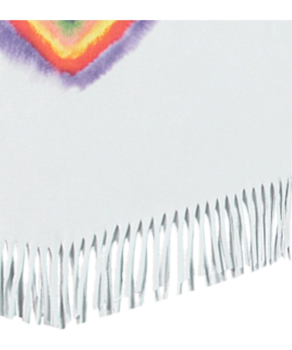 Rassita - Rainbow Heart - White oversized top for children in organic cotton with ribbed neckline and fringes at the bottom.