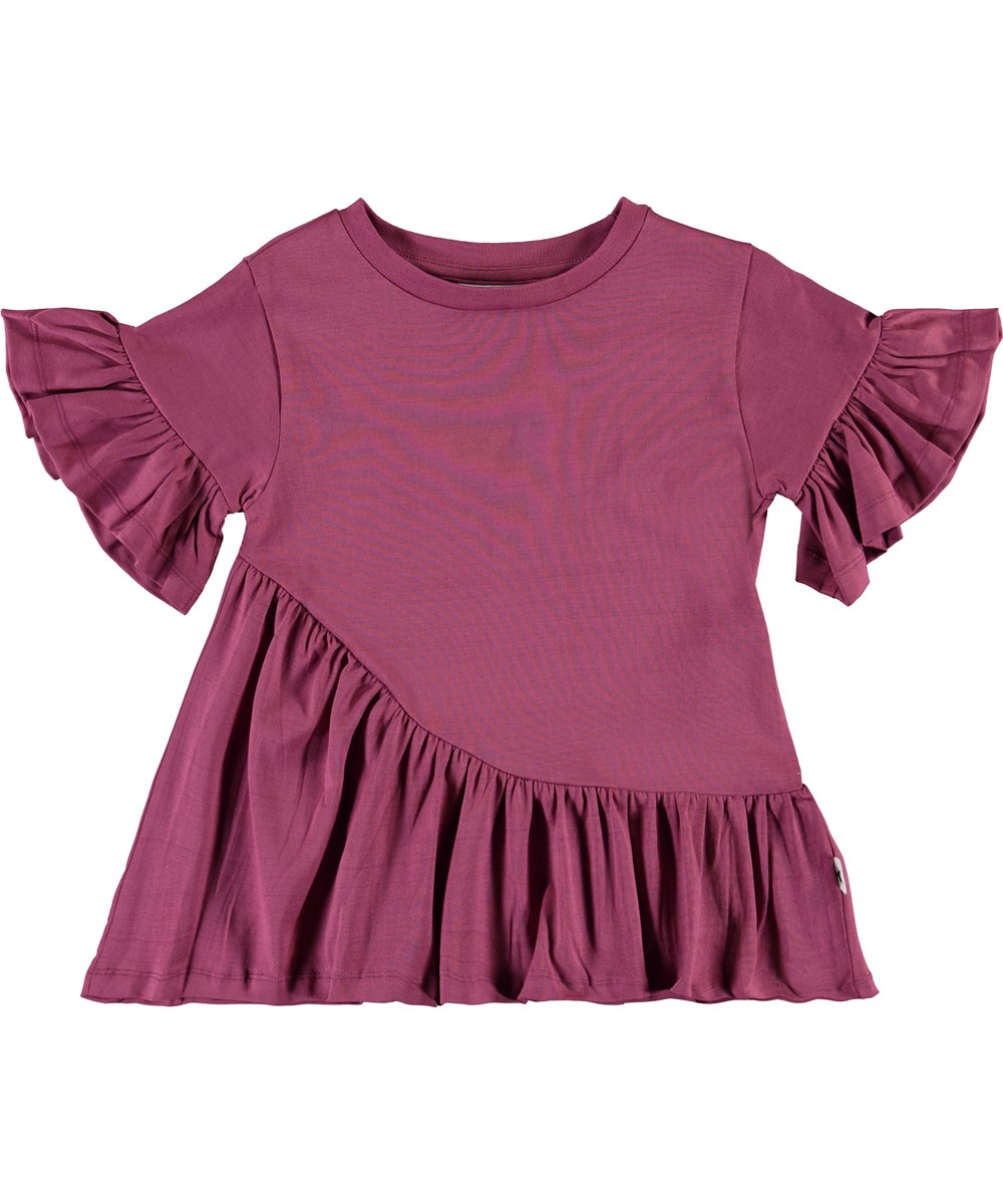 Ratja - Raspberry Jam - Asymmetrical ruffle t-shirt