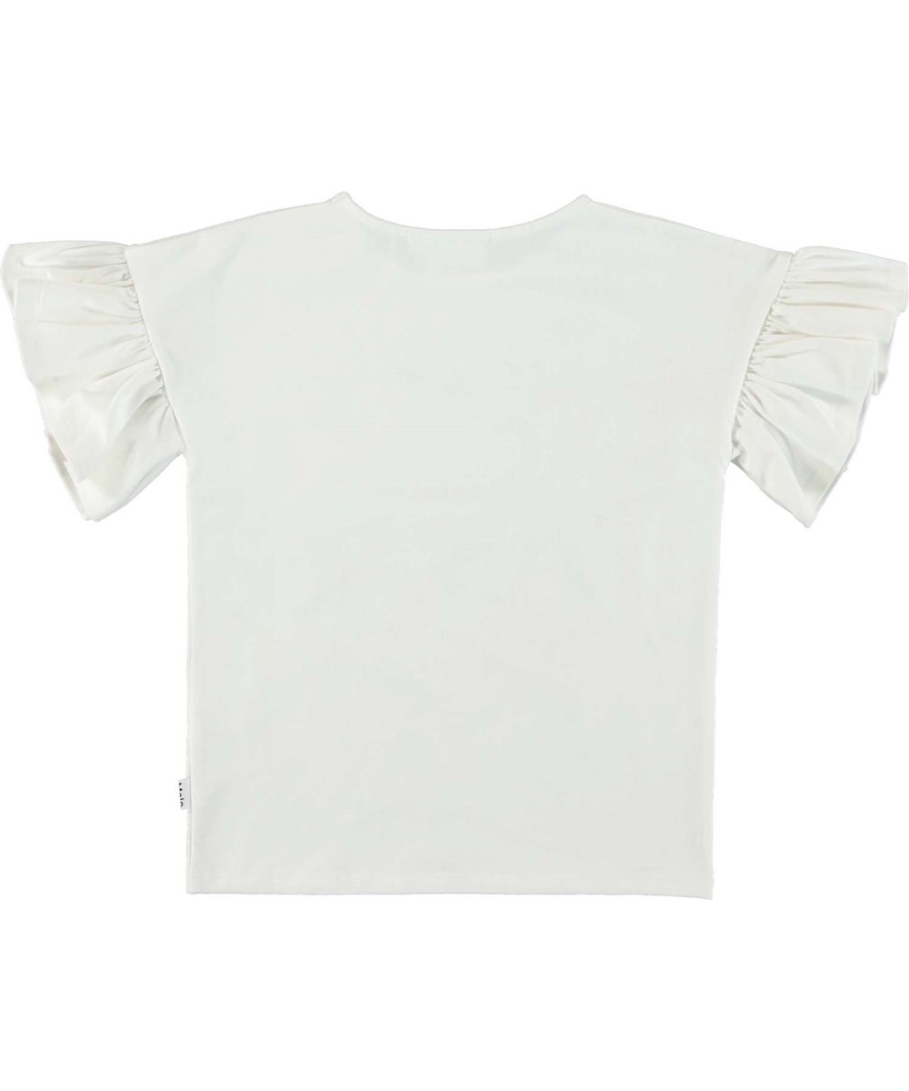 Rayah - Imagine Flowers - Organic t-shirt with ruffle sleeves and floral print