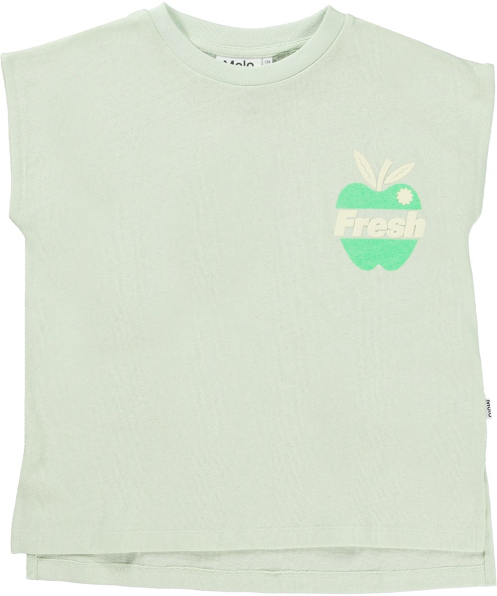 Rayla - Pale Pear - Mint green t-shirt with apple print