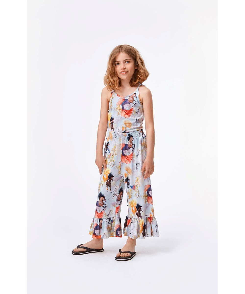 Reba - Horses Of The Sea - Light blue top with sea horse print