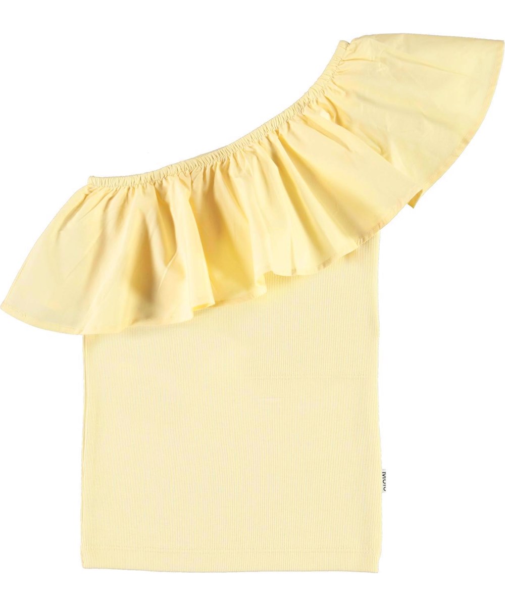 Rebecca - Impala - Light yellow asymmetrical top with ruffle edge