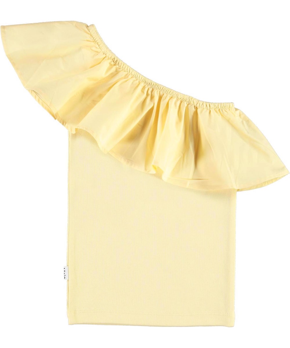 Rebecca - Impala - Light yellow asymmetrical top with ruffle edge