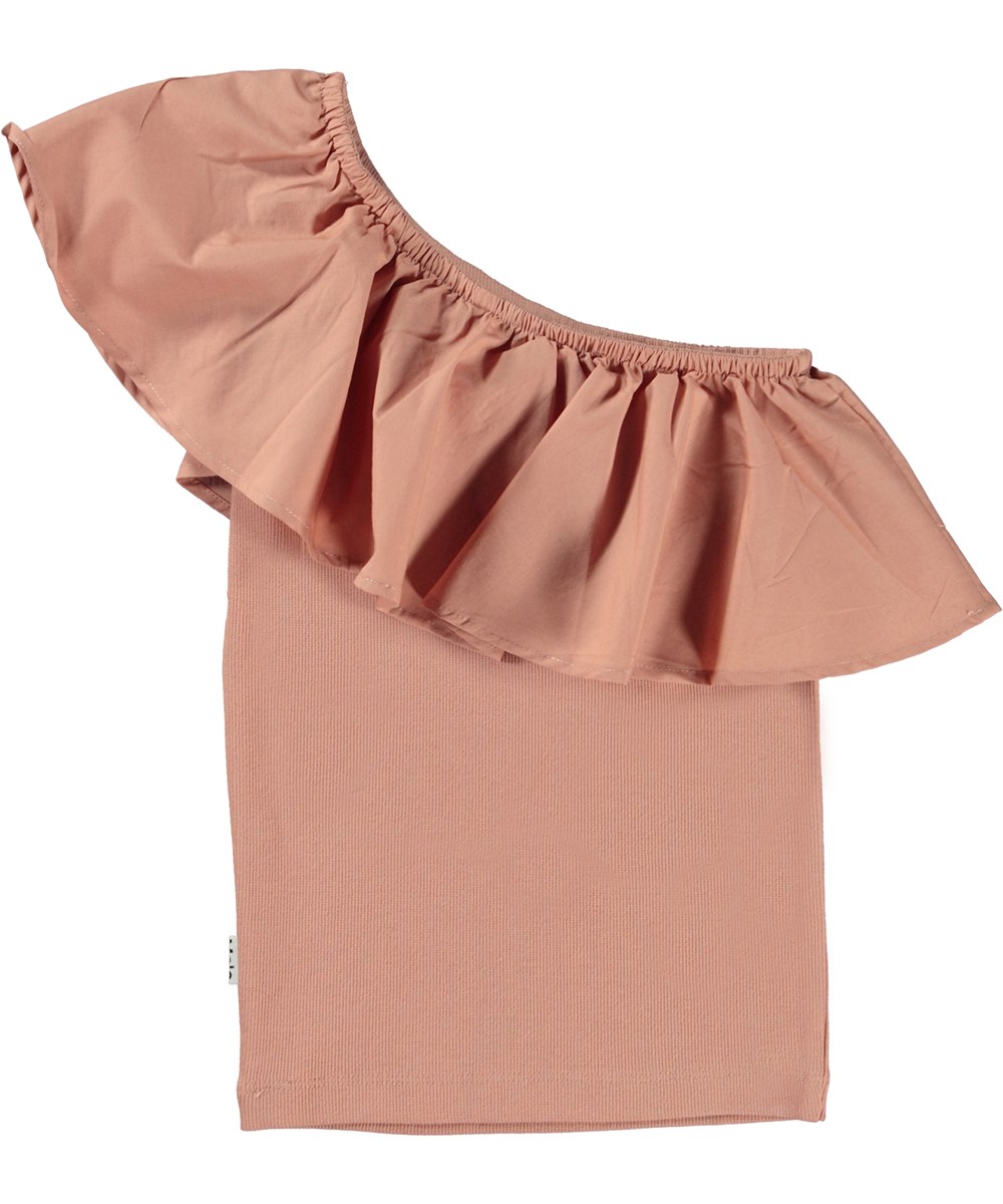 Rebecca - Muted Rose - Dusty rose organic top with ruffle