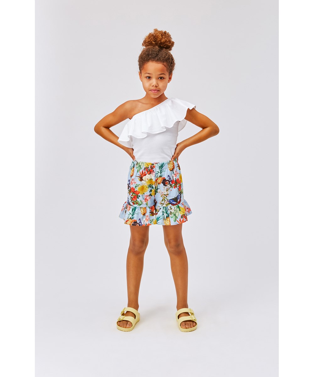 Rebecca - White - White organic top with ruffle