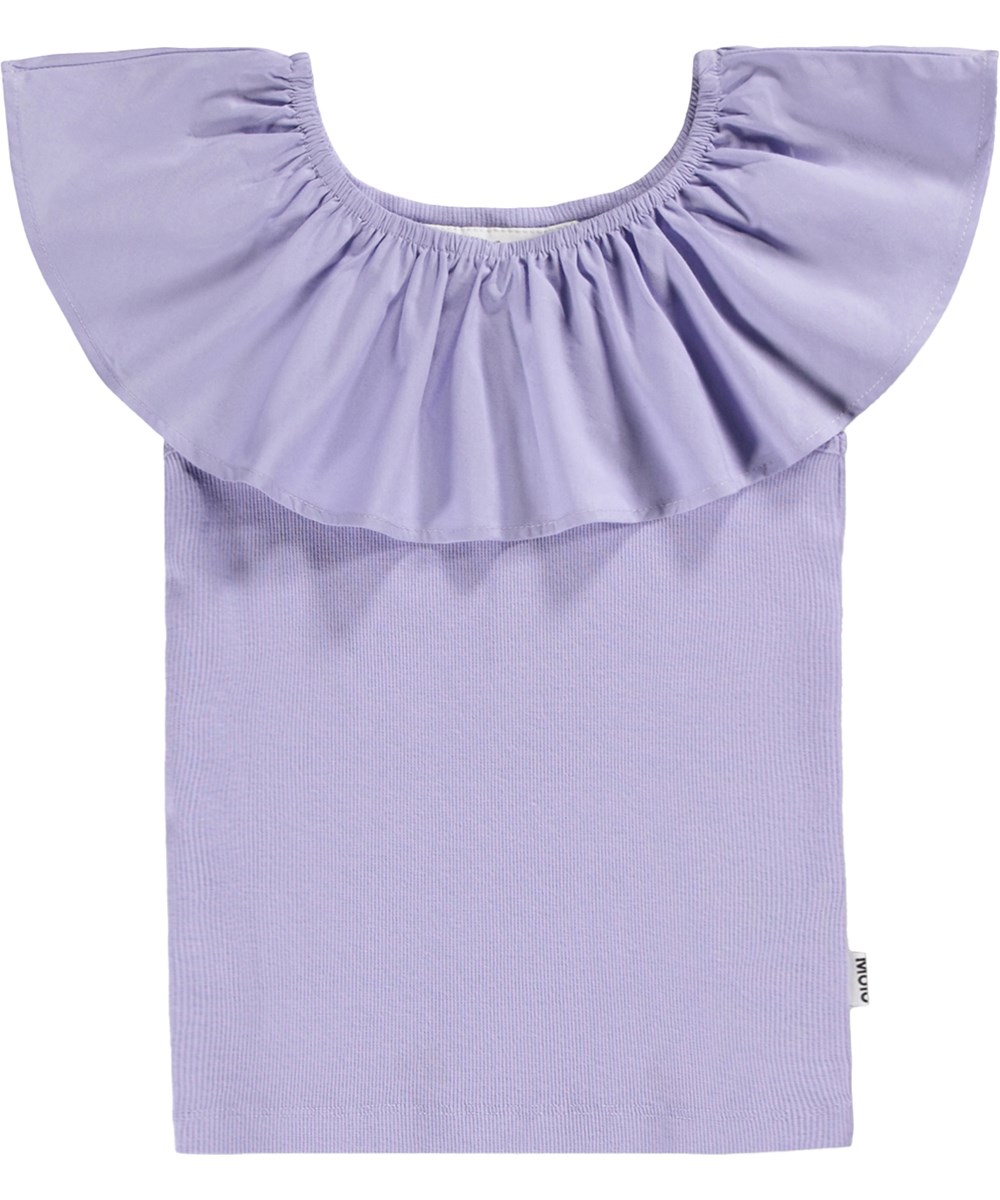 Reca - Cool Lilac - Purple off-shoulder top for children made of organic cotton