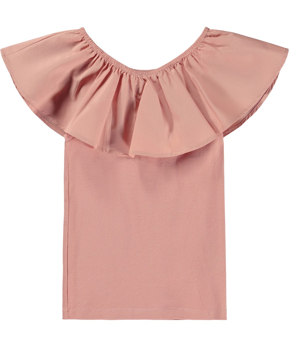 Reca - Muted Rose - Pink organic top with poplin collar 