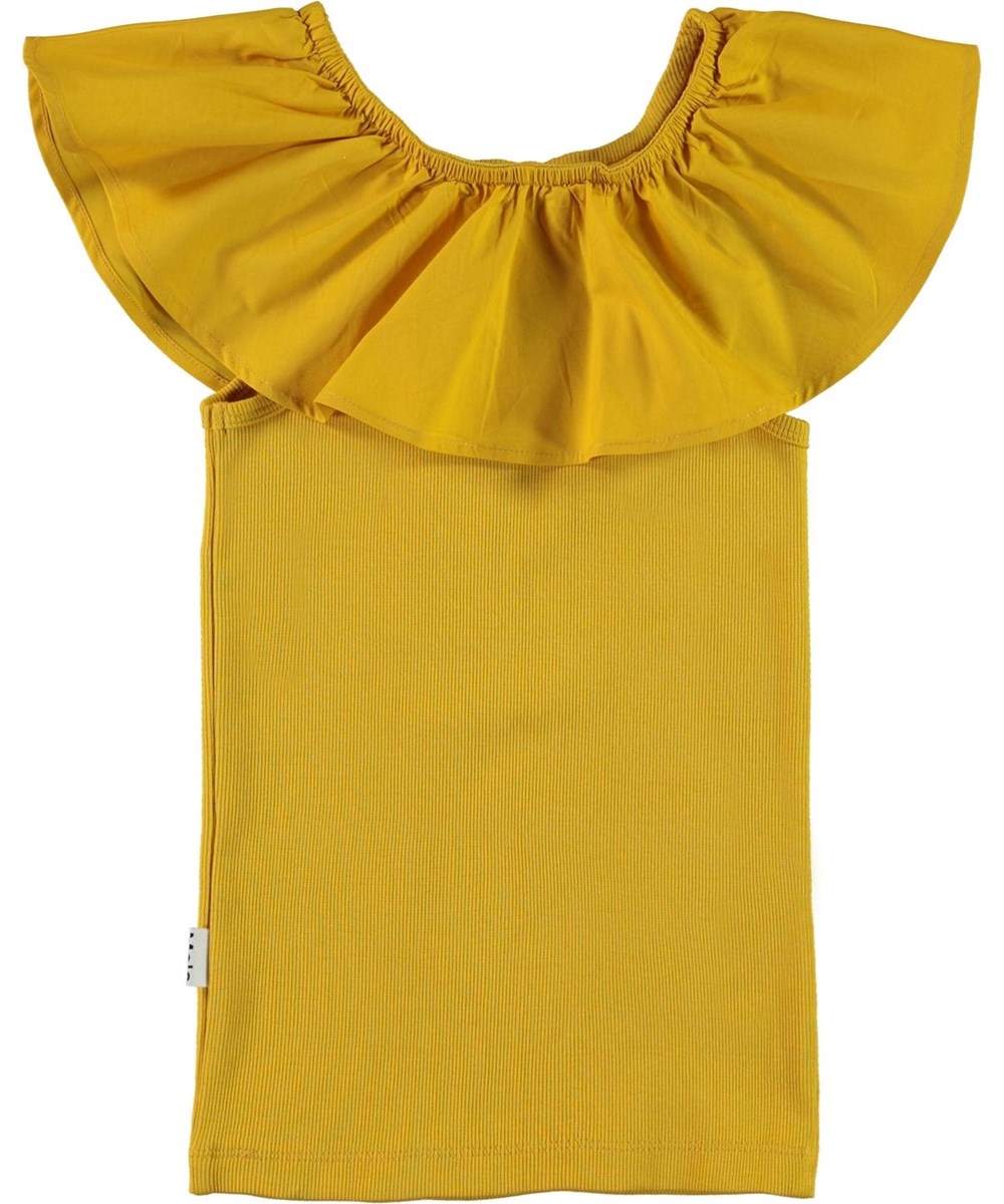 Reca - Nugget Gold - Golden organic vest with ruffle 