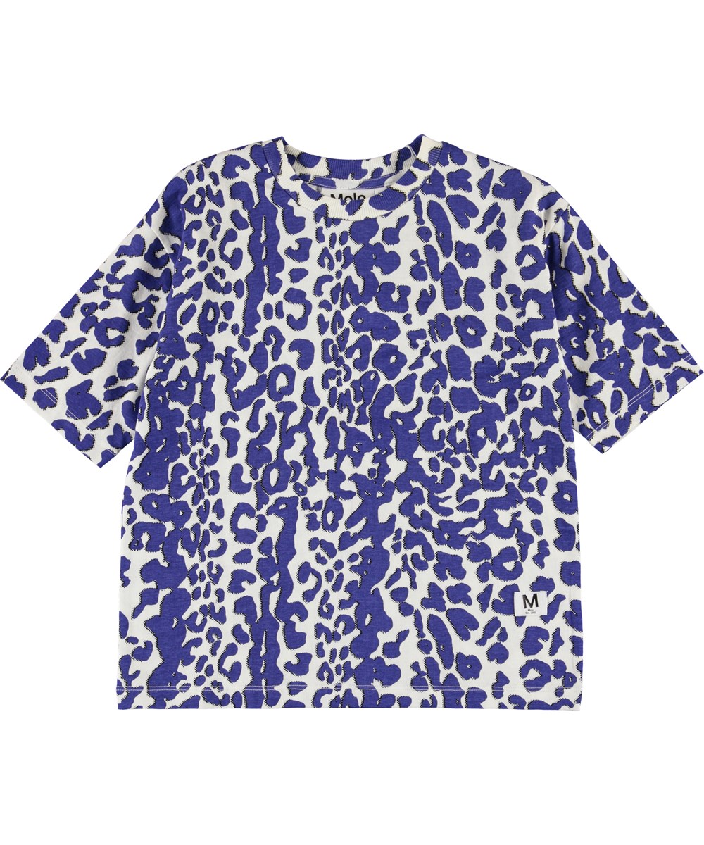 Reen - Blue Leo - Organic blue leopard t-shirt