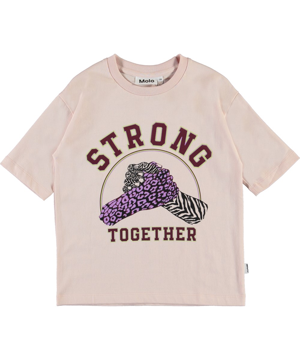 Reen - Strong Together - Rose coloured organic t-shirt strong