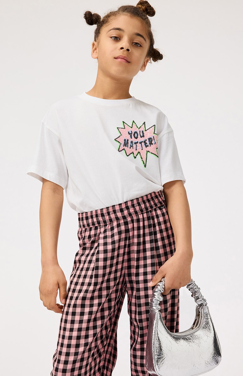 Reinette - You Glitter - White t-shirt with sequin embroidery for children in soft organic cotton and ribbed neckline.