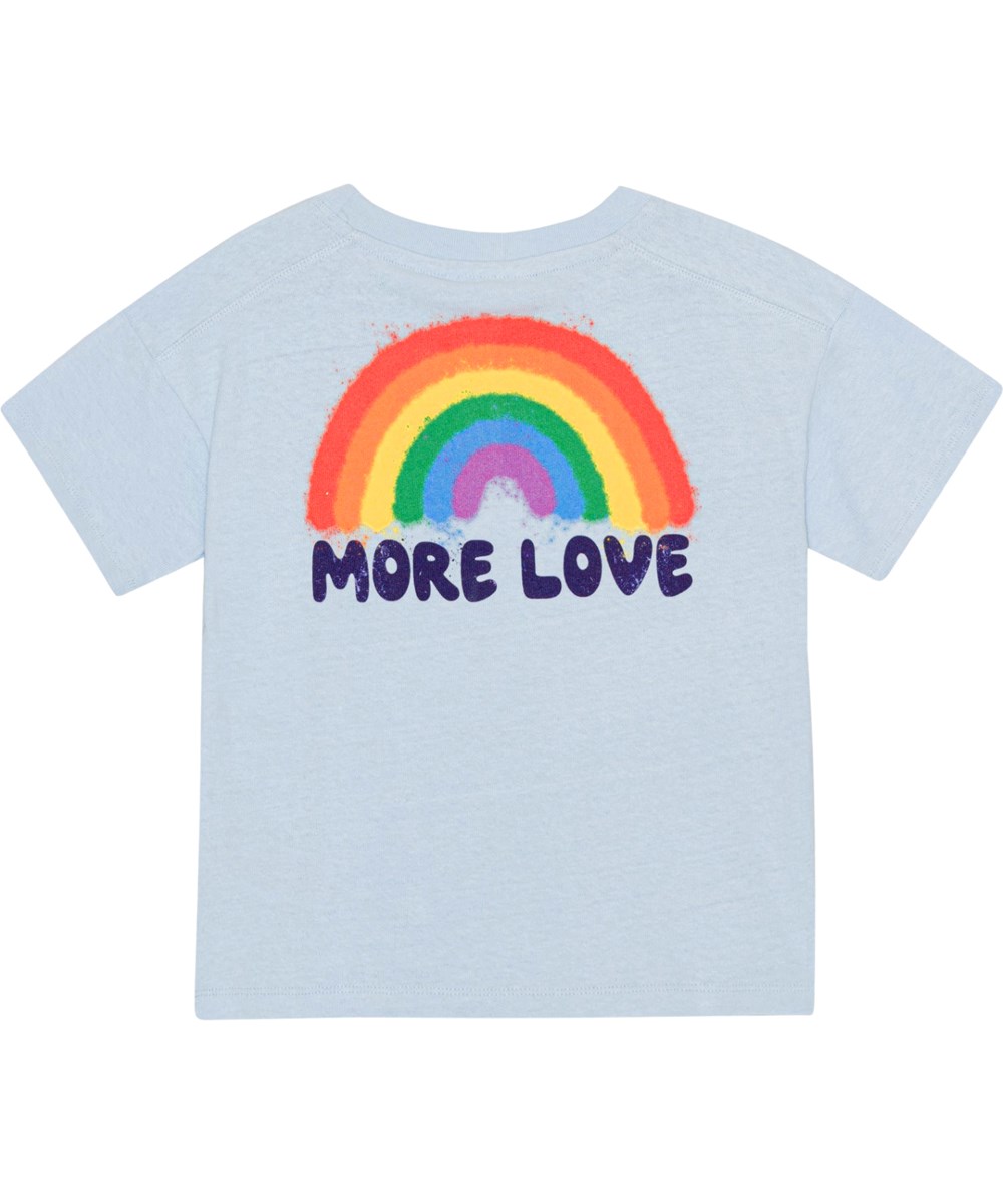 Renata - Skyride - Short sleeve, blue t-shirt in 100% cotton with our iconic rainbow 