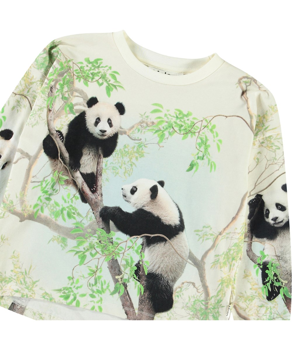 Reniza - Cuteness - Off-white long-sleeved top with print for children in soft organic cotton with ribbed cuffs and neckline.