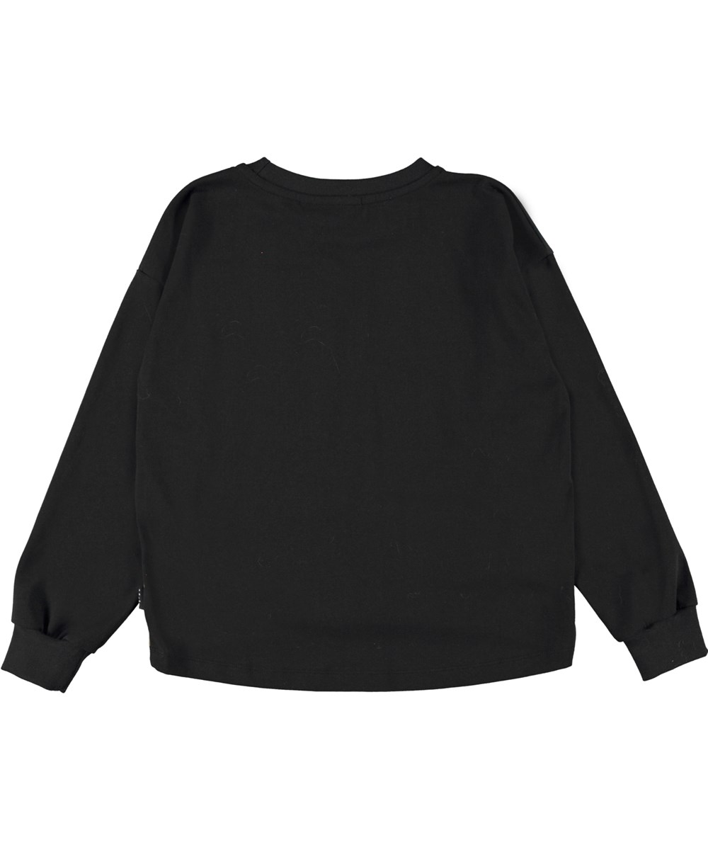 Reniza - Flamingo And Cub - Black organic top with with flamingo and leopard print