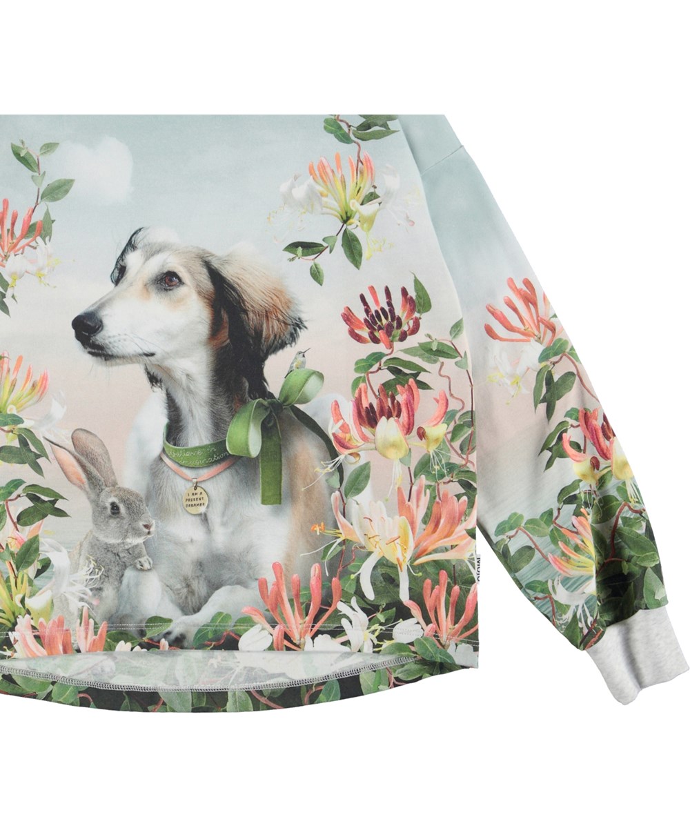 Reniza - Present Dreamers - Organic top with rabbit, dog and flowers 