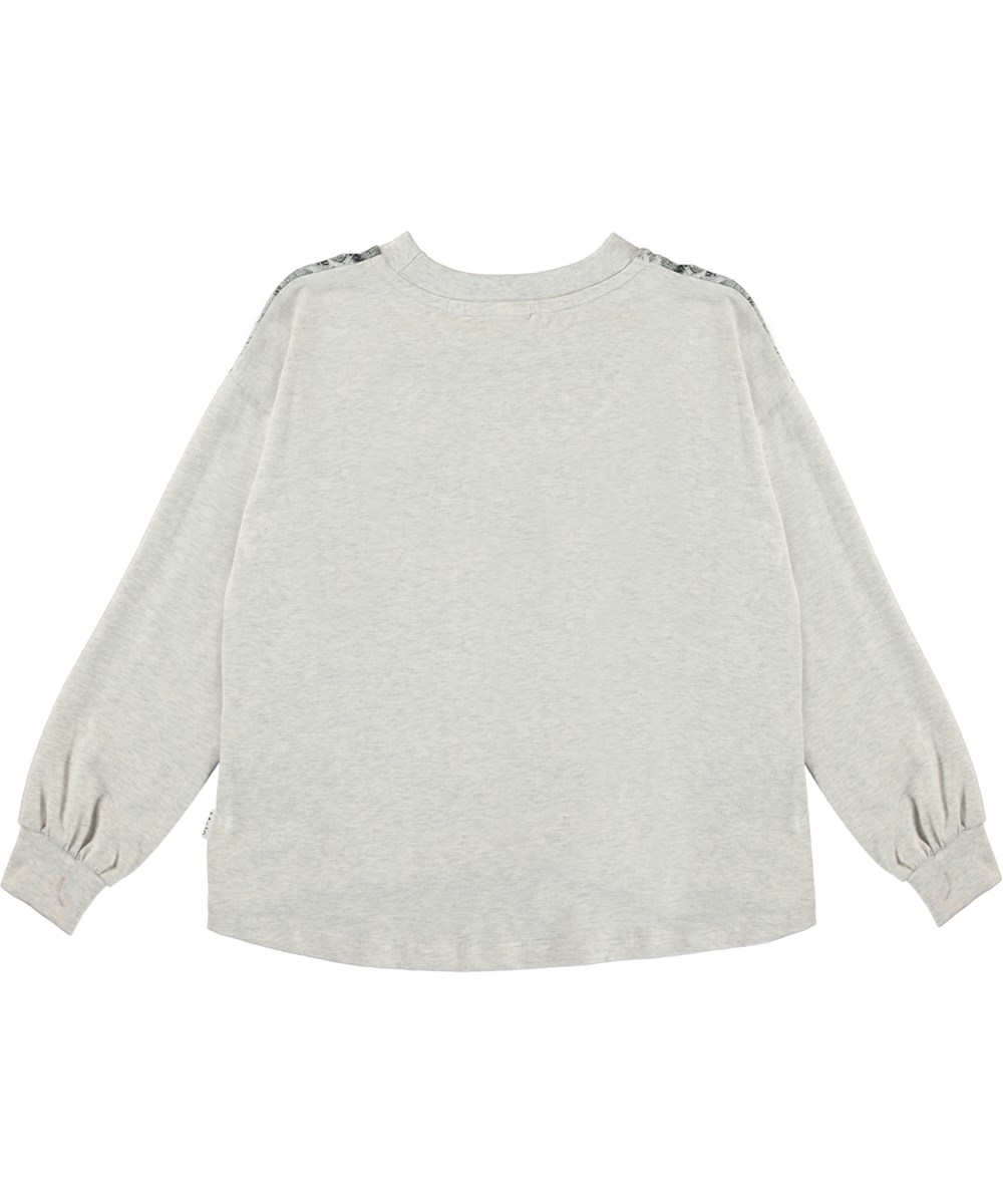 Reniza - Snow Creatures - Grey organic top with a print of snowmen and animals