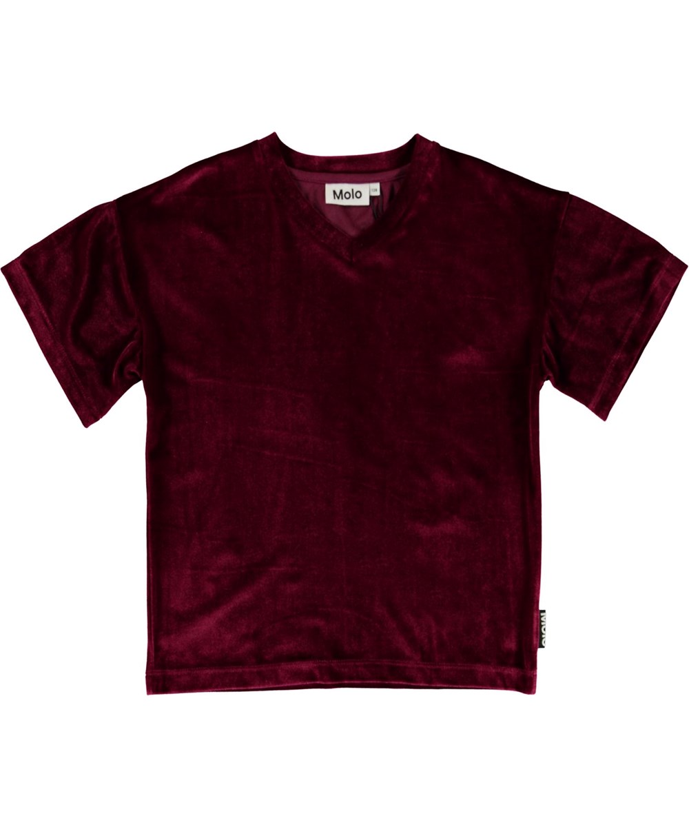 Rennie - Sumak - Dark red corduroy t-shirt