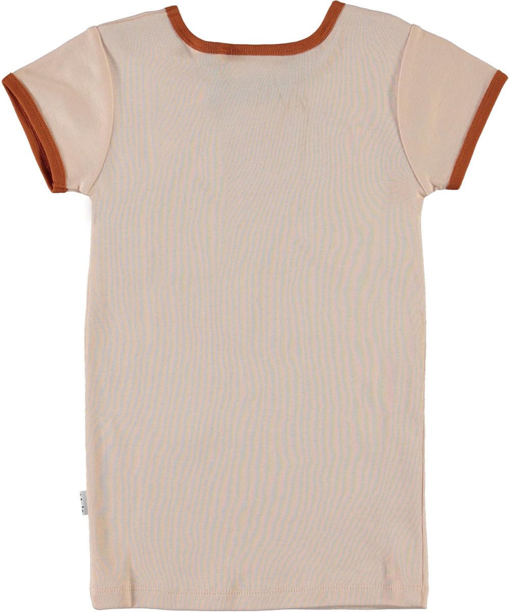 Rhiannon - Air Rider - Rose coloured organic t-shirt with bee and air rider