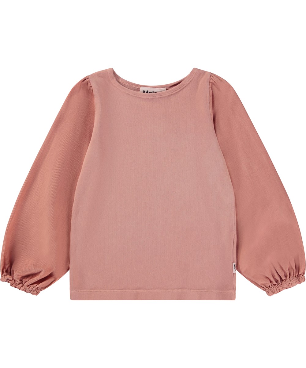 Rhoda - Muted Rose - Pink organic top with puff sleeves 