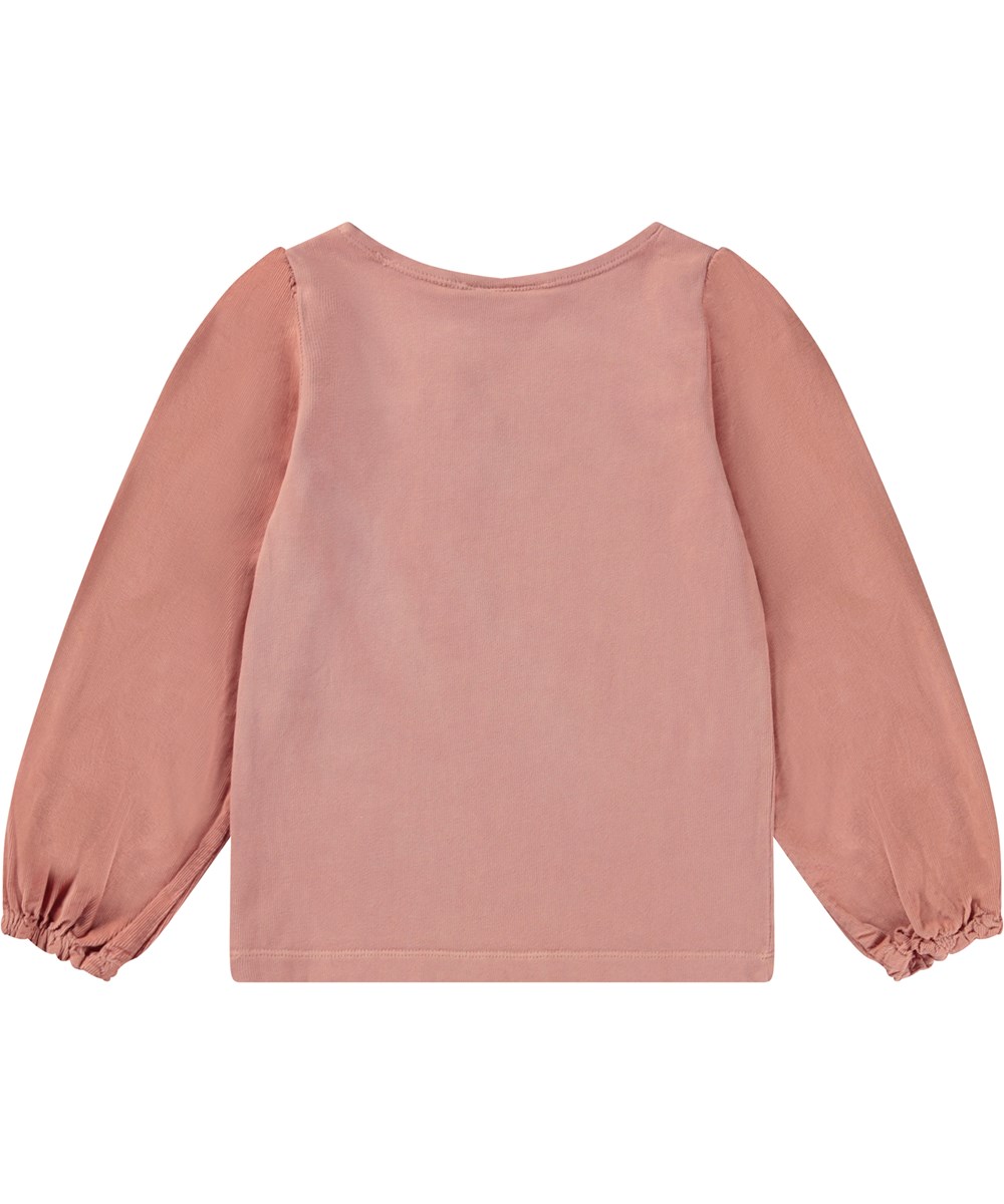 Rhoda - Muted Rose - Pink organic top with puff sleeves 