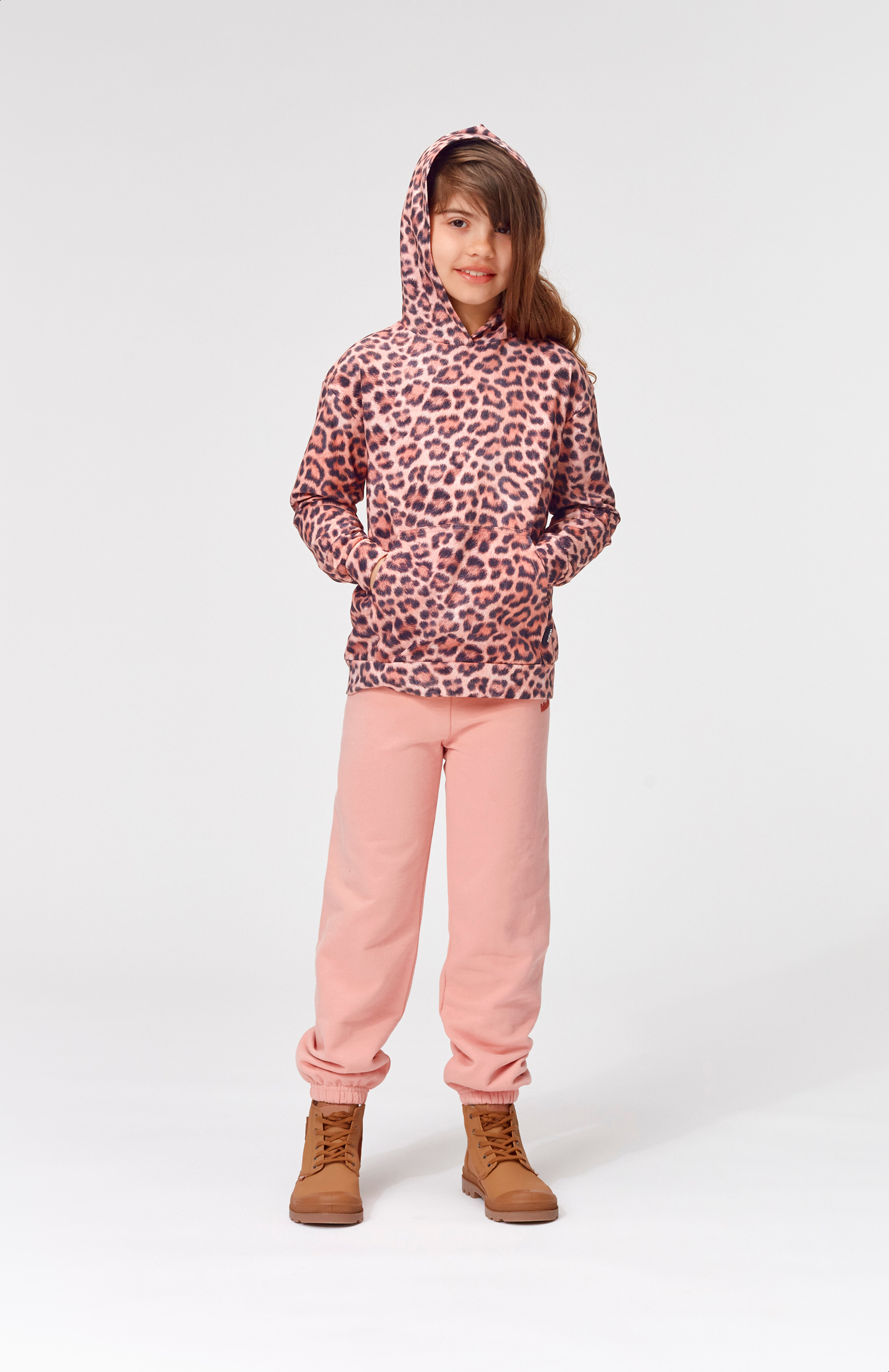 トップス 9090 girl Charcoal Pink Leopard Hoodie L zip-front-hoodie-pink-