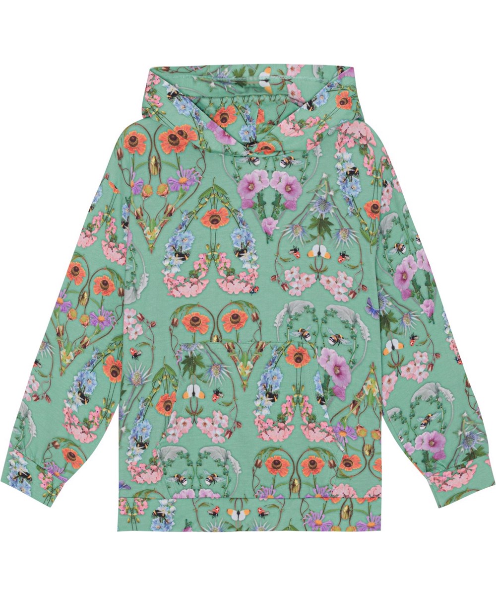 Rhona - With Love - Long sleeve hoodie in organic cotton with multi-coloured floral print