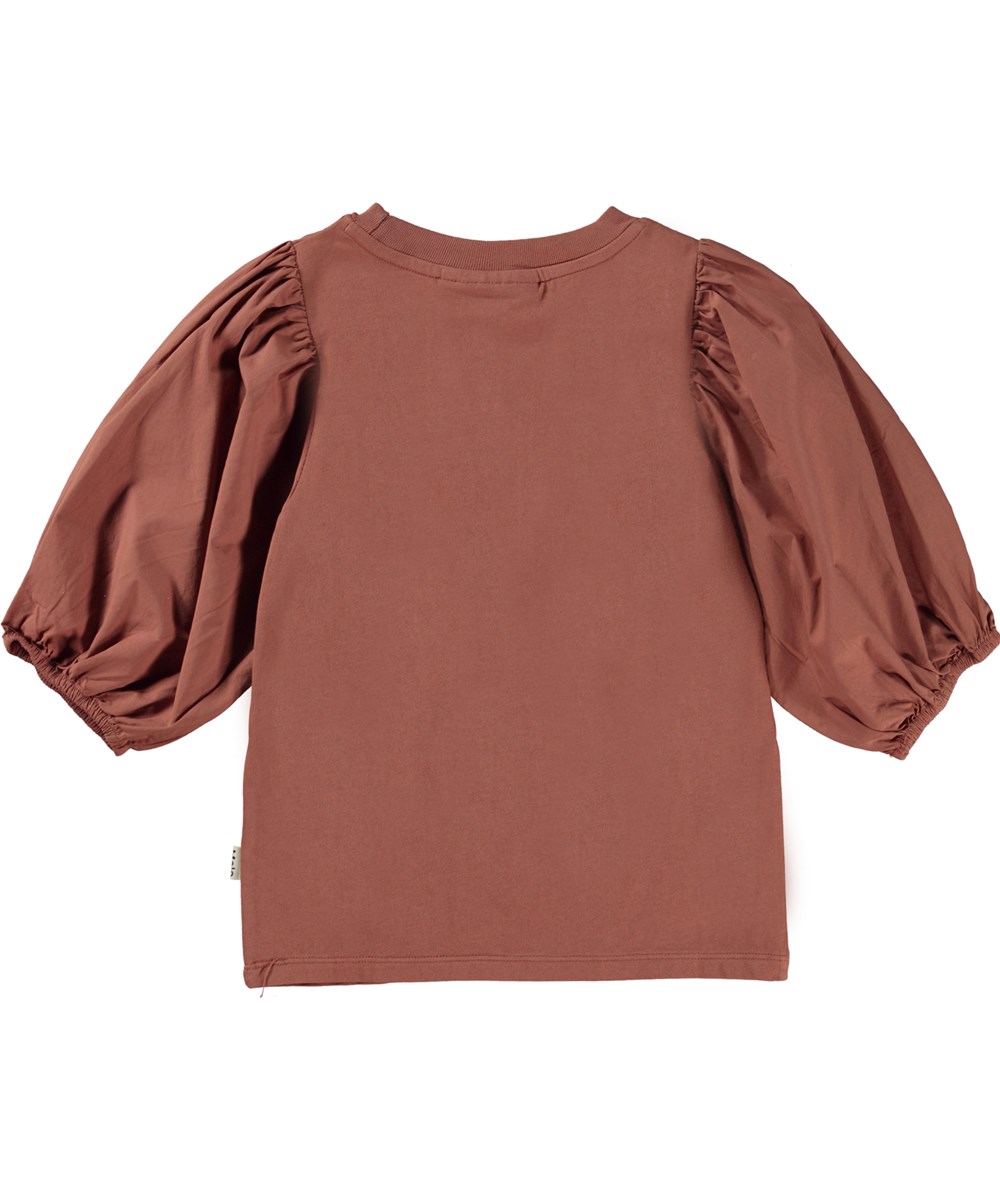 Rica - Terracotta - Red brown top with puff sleeves