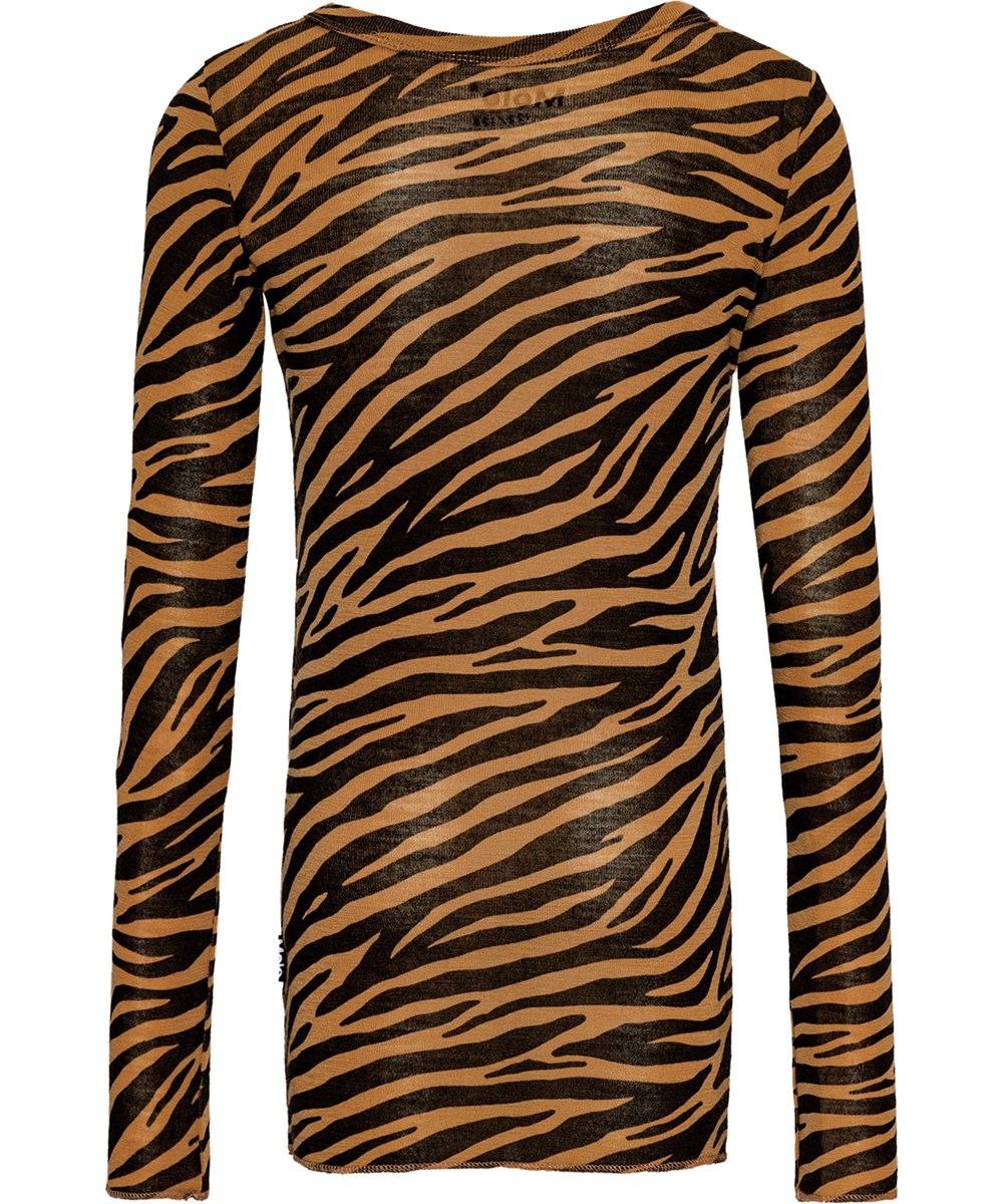 Rihanna Wool - Zebra Wool - Zebra-striped long-sleeved blouse in merino wool with close fit.