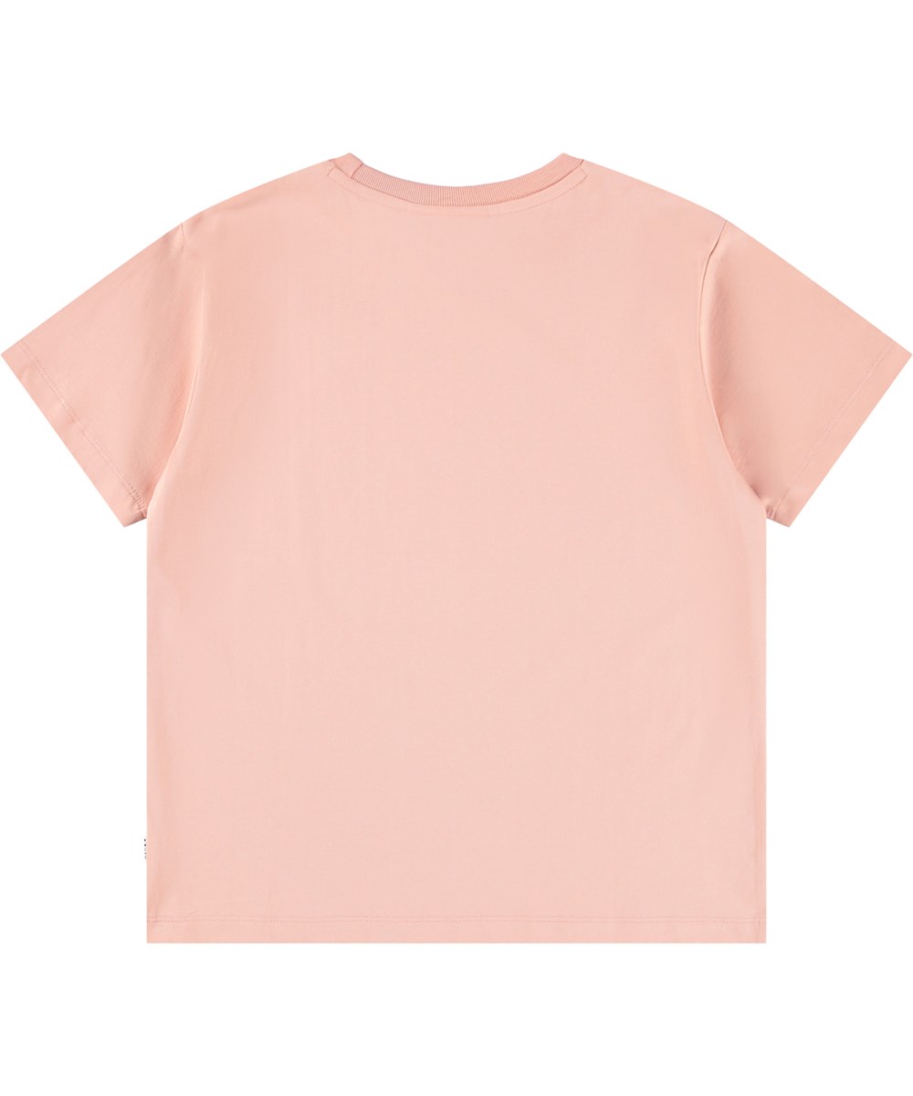Riley - Blushing - Pink short-sleeved T-shirt for children made of soft organic cotton with a ribbed neckline.