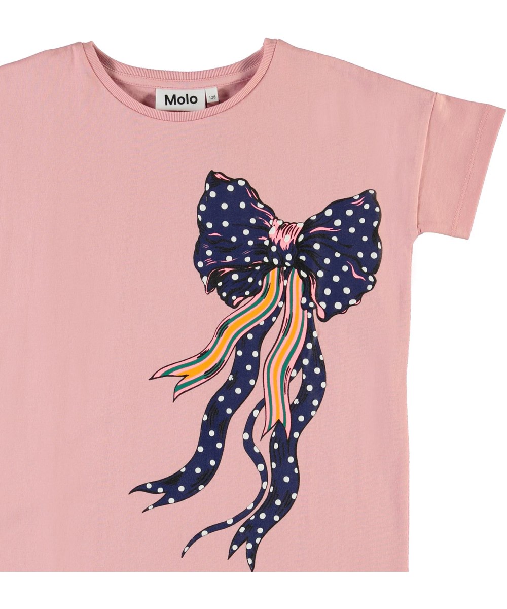 Rilla - Rosequartz - Rose organic t-shirt with bow