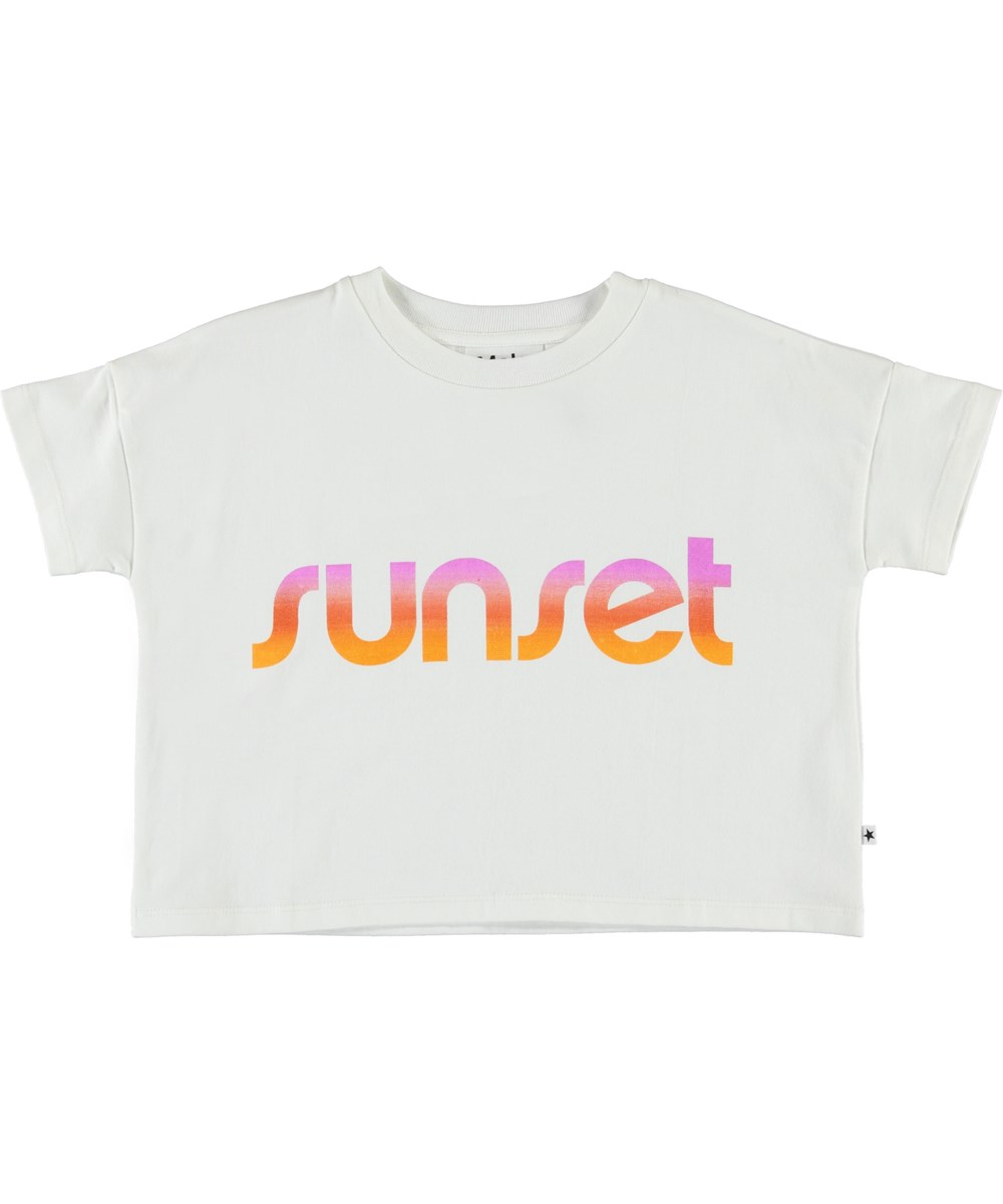 Rillosa - White Star - Sunset, organic crop t-shirt
