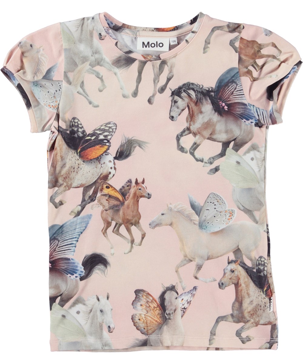 Rimona - Fairy Horses - Cap sleeve top with horses with butterfly wings print 