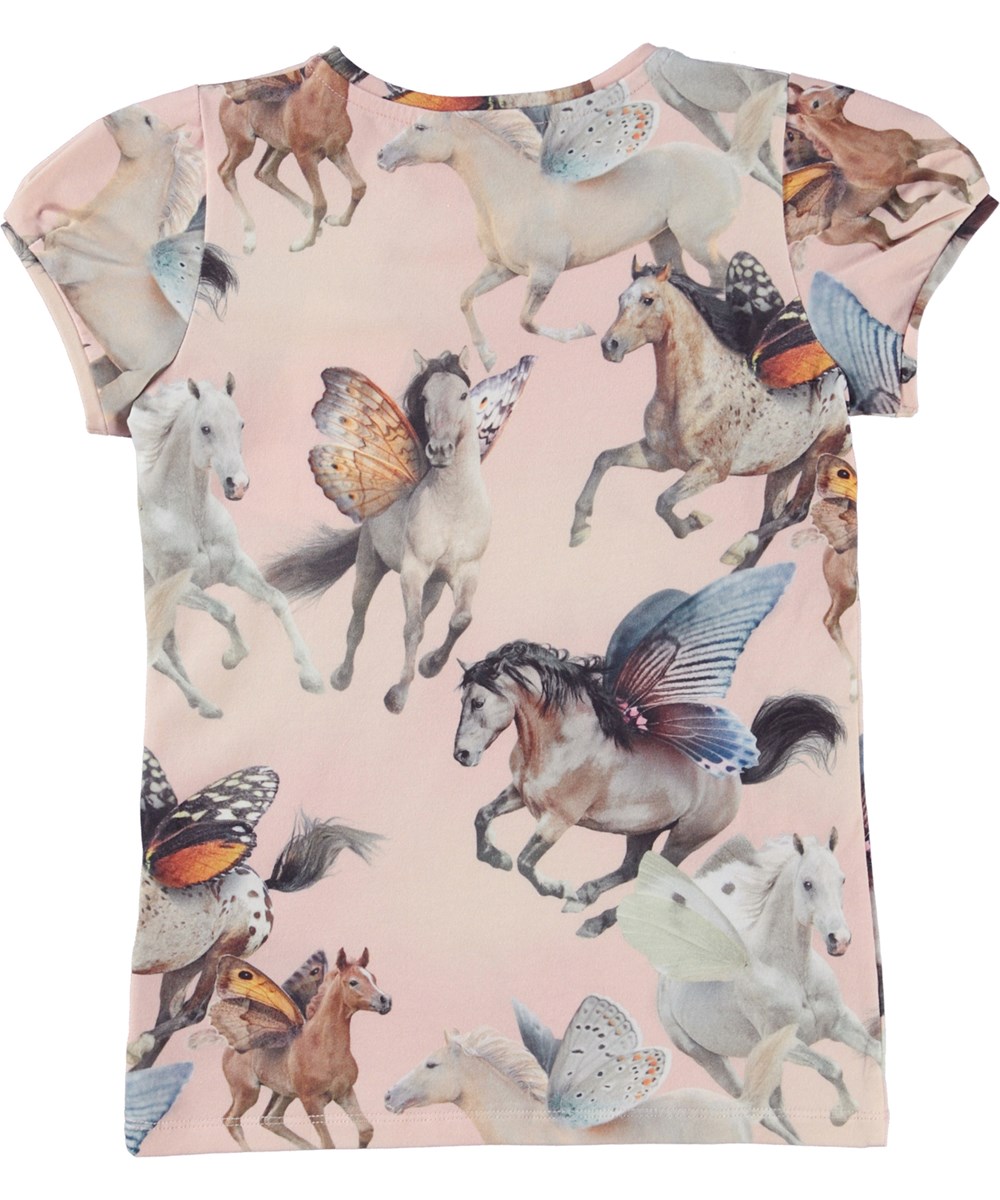 Rimona - Fairy Horses - Cap sleeve top with horses with butterfly wings print 