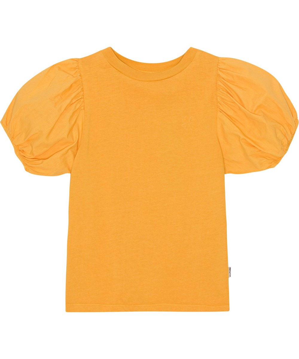 Ritta - Honey Gold - Orange t-shirt in soft, organic cotton jersey with full ,short sleeves.