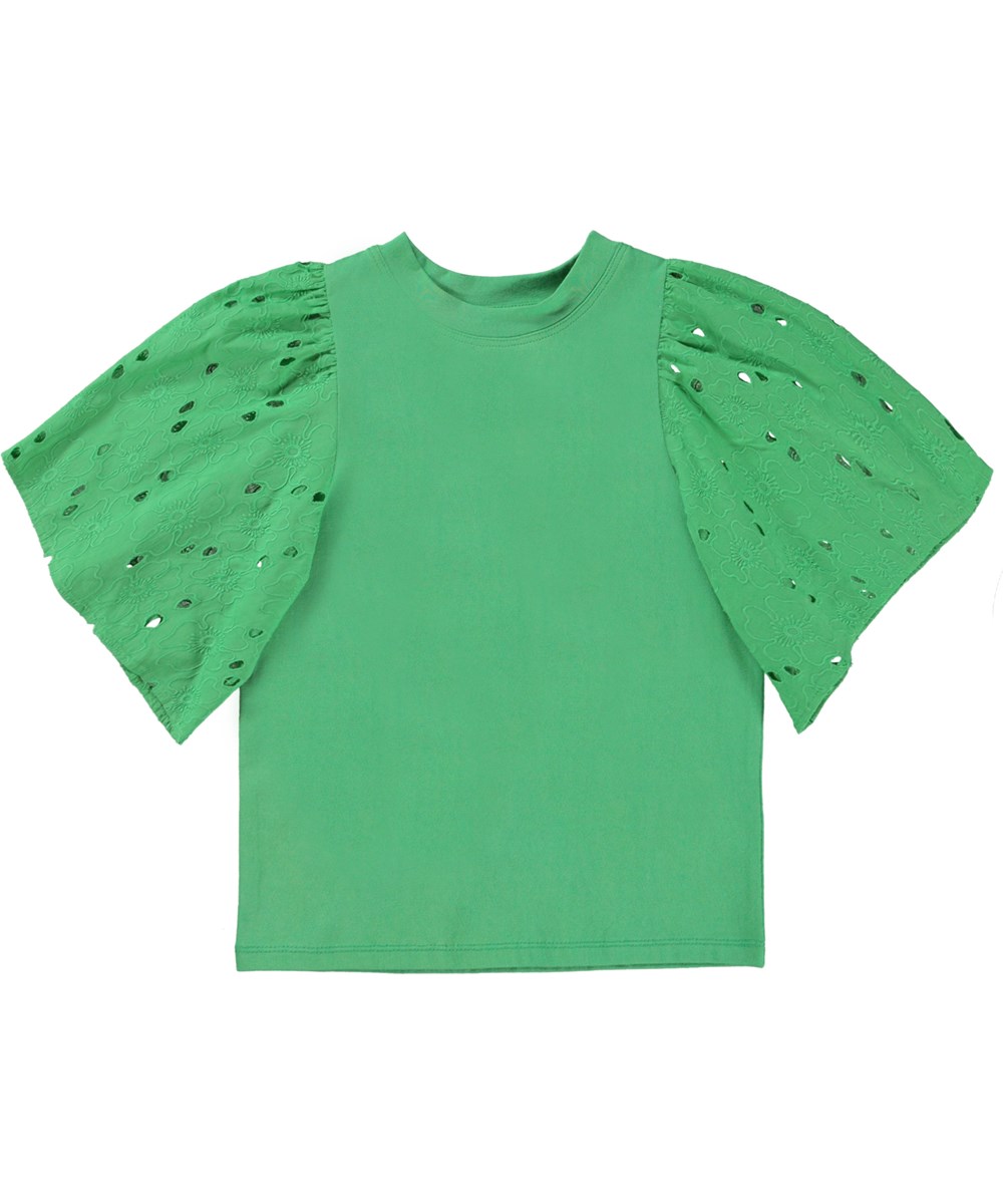 Ritza - Fresh - Green top with oversized puff sleeves