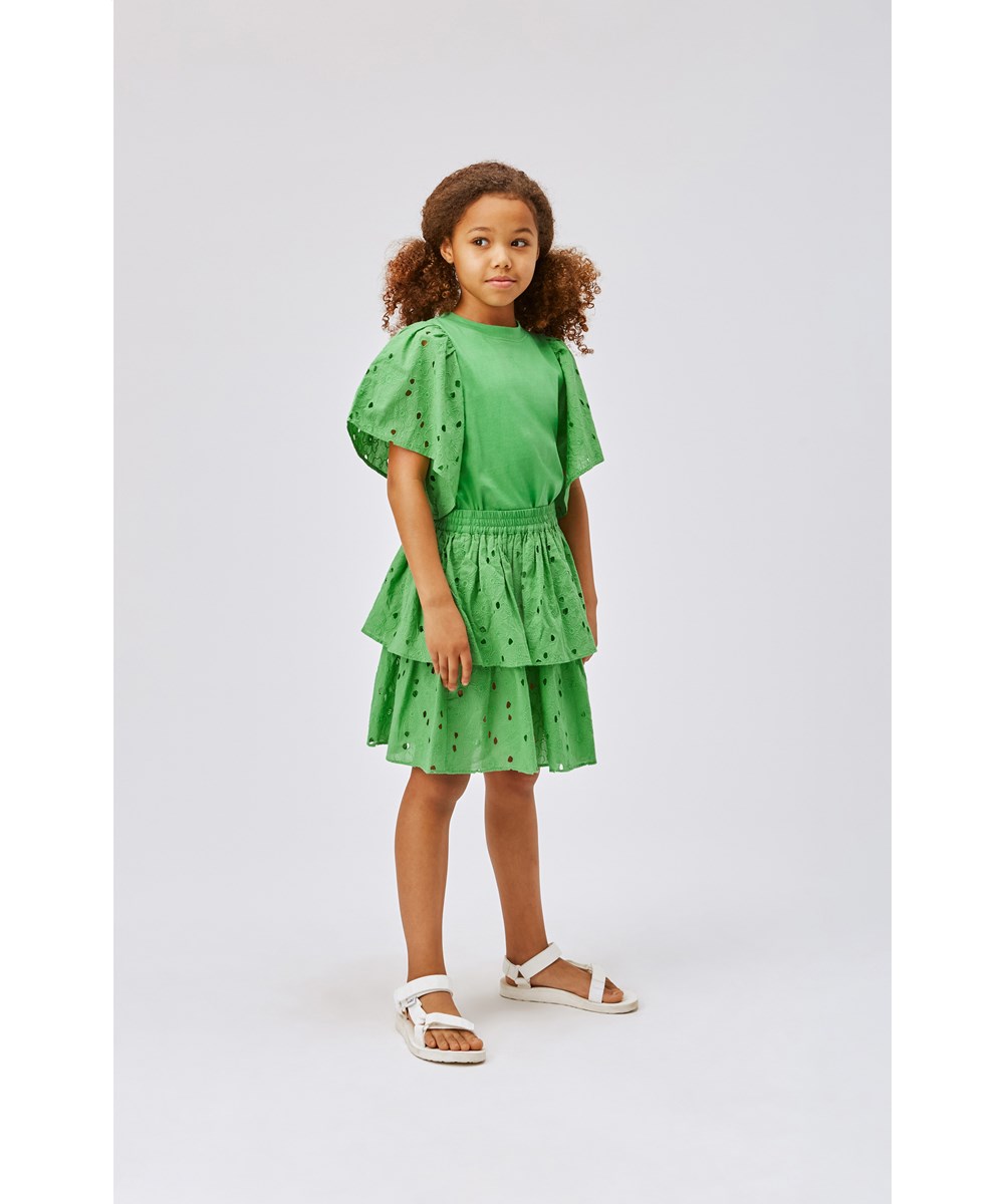 Ritza - Fresh - Green top with oversized puff sleeves