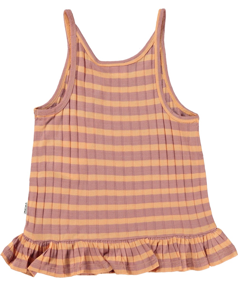 Riza - Papaya Rose - Sun top with straps, stripes and ruffle 