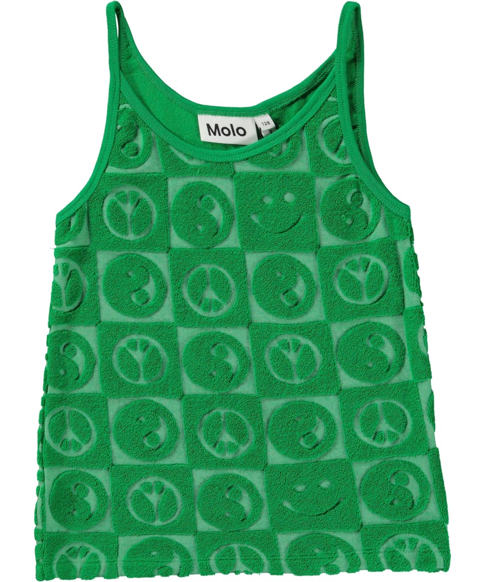 Rizi - Bright Green - Green terry top with pattern 