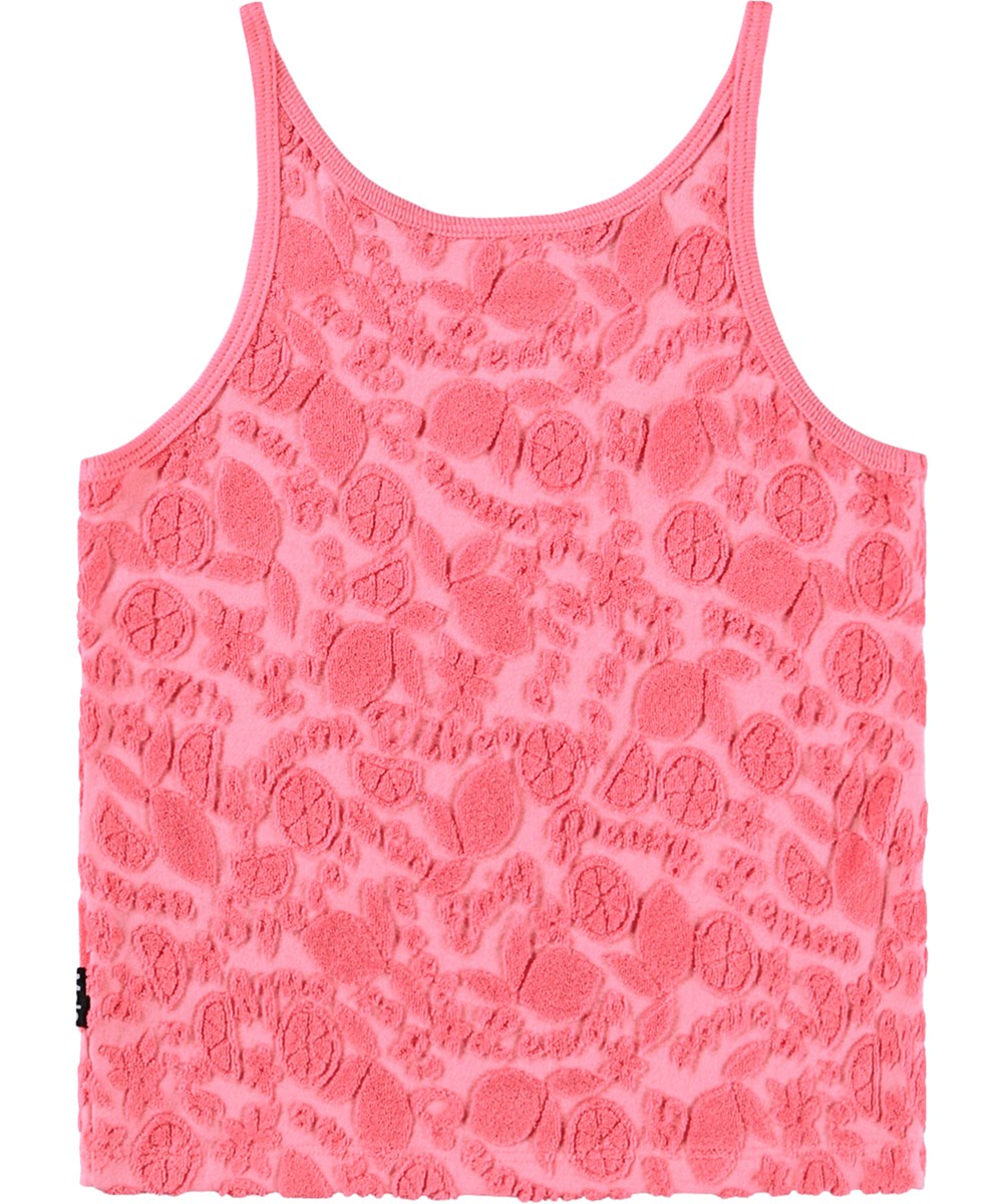 Rizi - Lemon Quotes - Pink top for children with a pattern of citrus fruits made of cotton terry.
